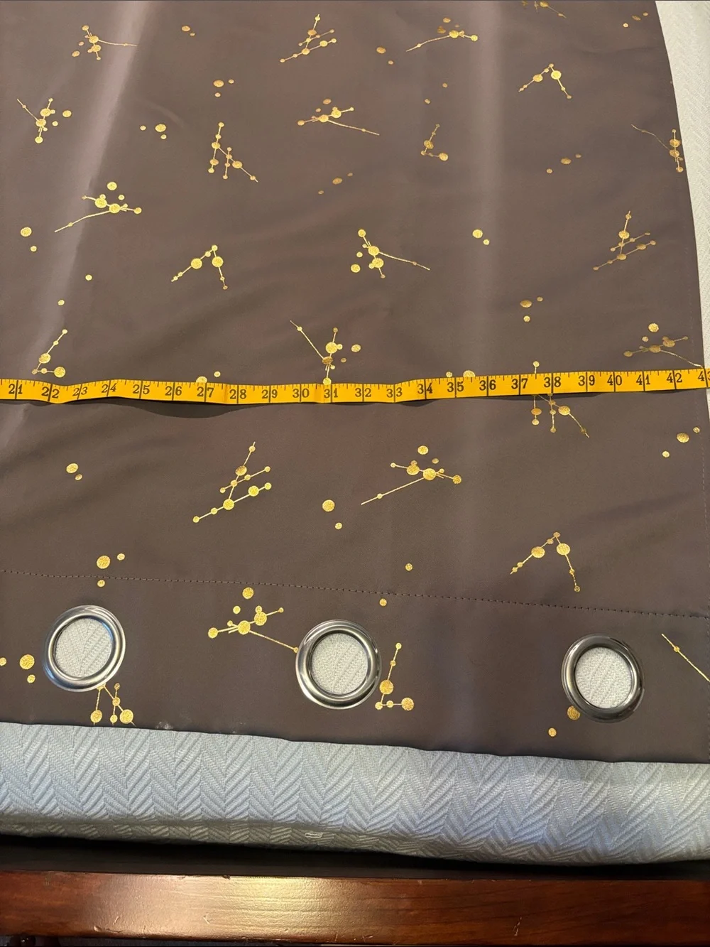 Gold Dot Patterned Grey Blackout Curtains